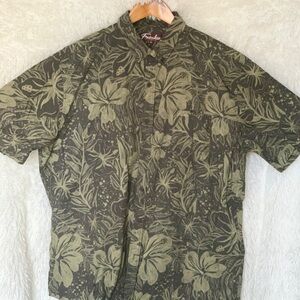 Tropical Green Floral Men's Shirt Fresku Island business casual shirt.